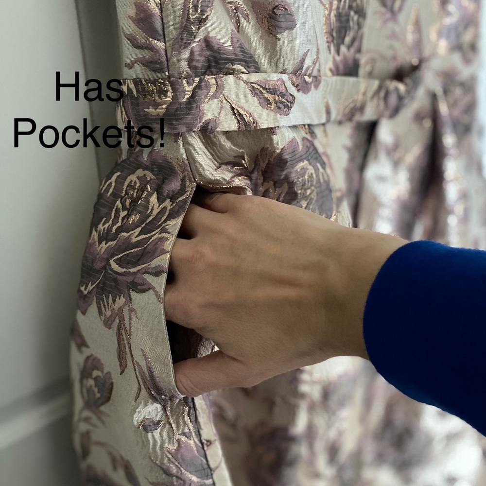 Oleg Cassini Dress in Mauve and Gold Metallic - Picture 4 of 11